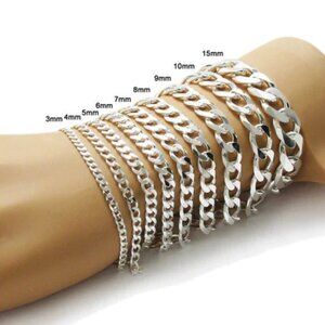 CHARMING STERLING SILVER CUBAN LINK CHAIN BRACELET - 8 INCH